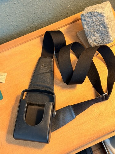 Leica black leather holster - leica,