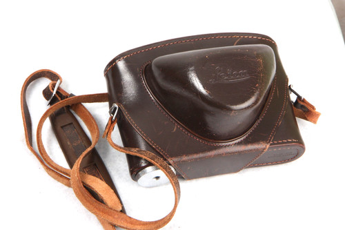 Leica brown leather camera - leather,